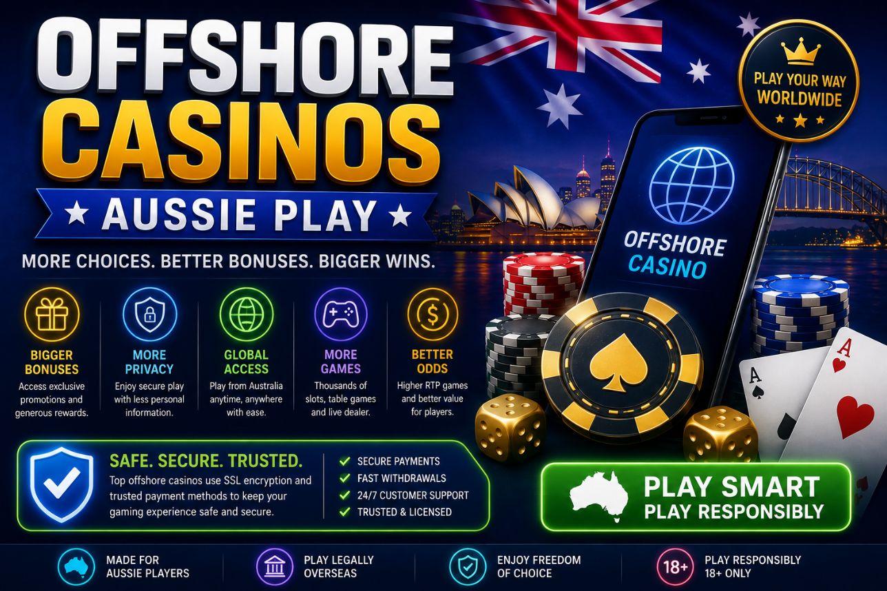 Offshore casinos for Australian players featuring casino bonuses, online games, privacy and responsible gambling